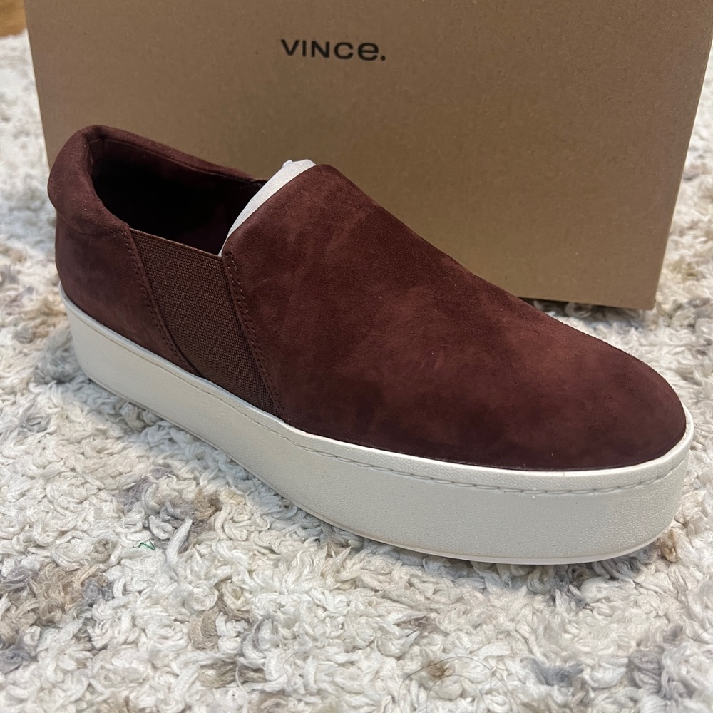 Vince Warren Slip-On Platform Sneakers Chili Brown- size 8